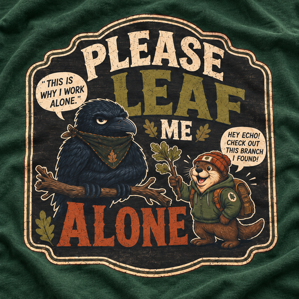 Please Leaf Me Alone (This is Why I Work Alone) Version 3 T‑Shirt