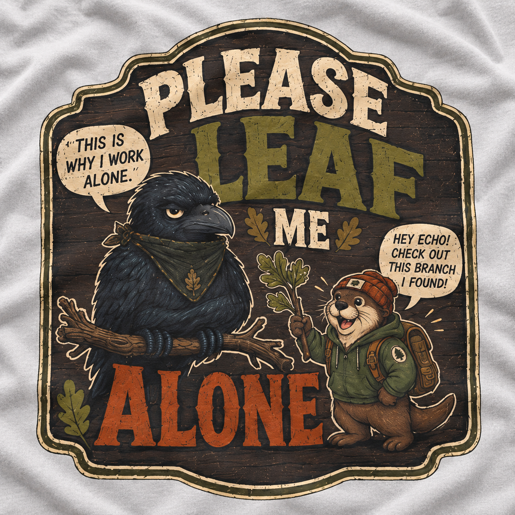 Please Leaf Me Alone (This is Why I Work Alone) Version 3 T‑Shirt