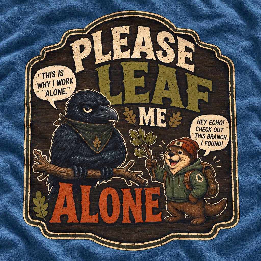 Please Leaf Me Alone (This is Why I Work Alone) Version 3 T‑Shirt