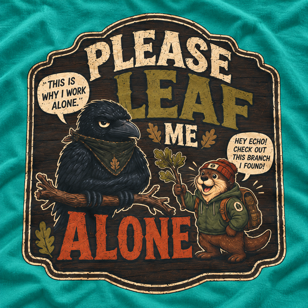 Please Leaf Me Alone (This is Why I Work Alone) Version 3 T‑Shirt