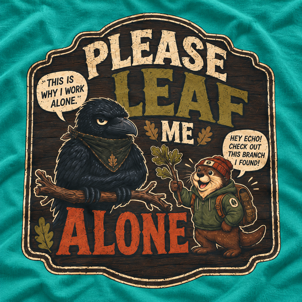 Please Leaf Me Alone (This is Why I Work Alone) Version 3 T‑Shirt