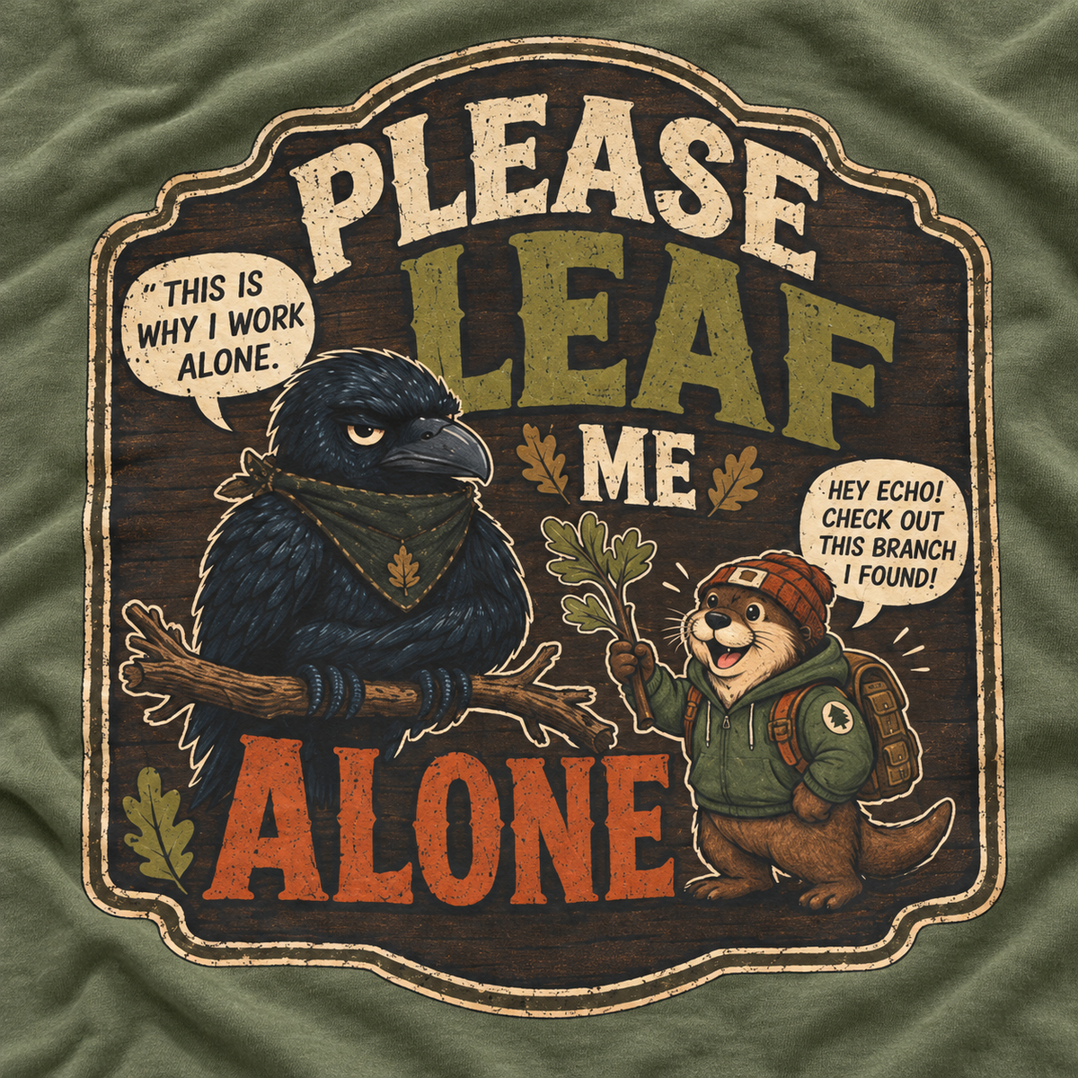 Please Leaf Me Alone (This is Why I Work Alone) Version 3 T‑Shirt