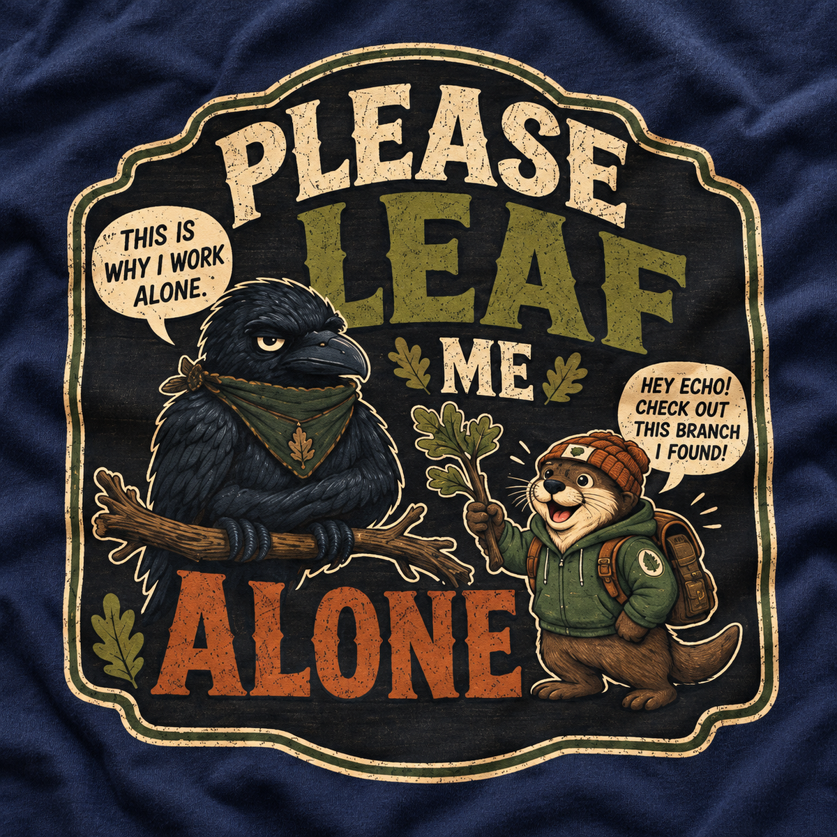 Please Leaf Me Alone (This is Why I Work Alone) Version 3 T‑Shirt