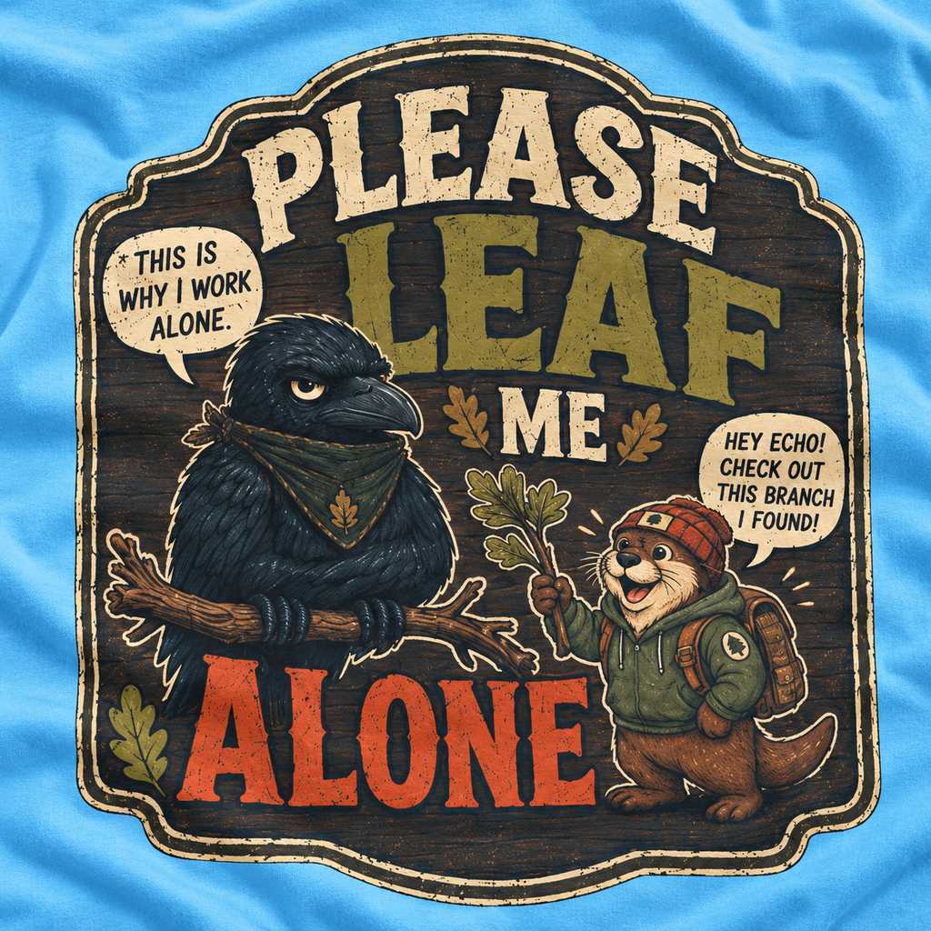 Please Leaf Me Alone (This is Why I Work Alone) Version 3 T‑Shirt
