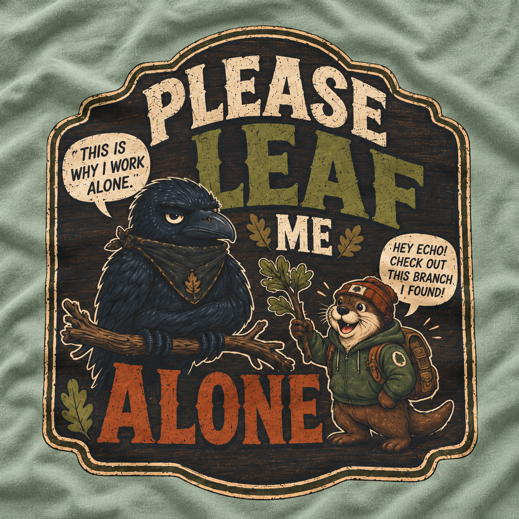 Please Leaf Me Alone (This is Why I Work Alone) Version 3 T‑Shirt