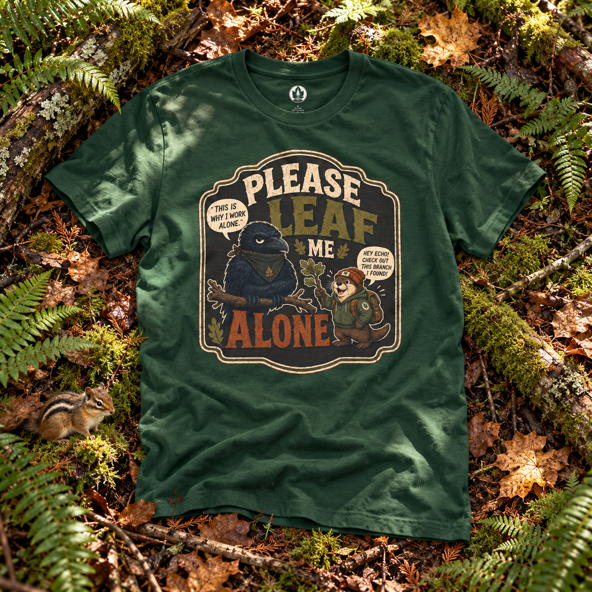 Please Leaf Me Alone (This is Why I Work Alone) Version 3 T‑Shirt