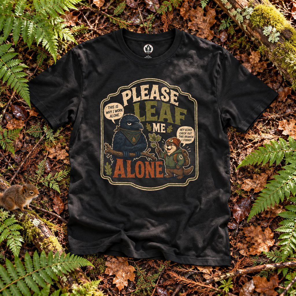 Please Leaf Me Alone (This is Why I Work Alone) Version 3 T‑Shirt