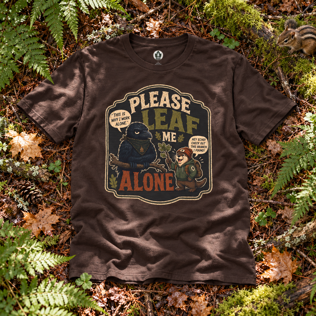 Please Leaf Me Alone (This is Why I Work Alone) Version 3 T‑Shirt