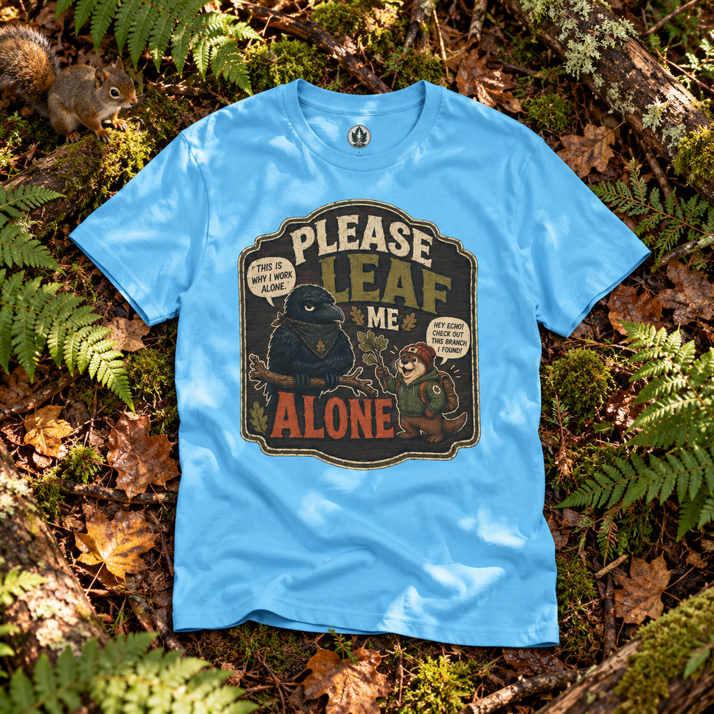 Please Leaf Me Alone (This is Why I Work Alone) Version 3 T‑Shirt