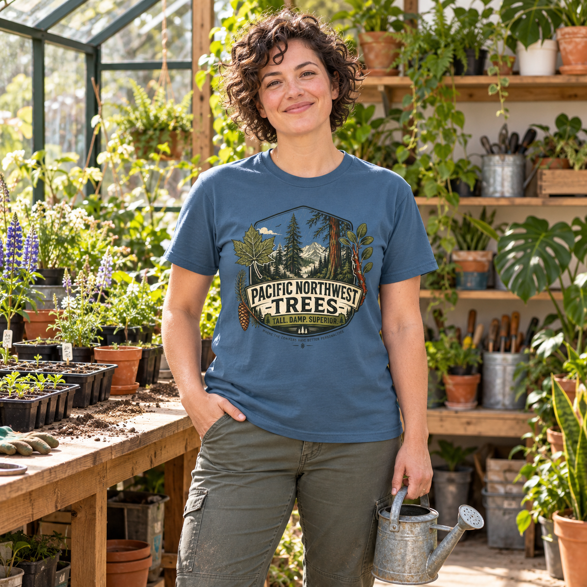 Pacific Northwest Trees, Tall, Damp, Superior T‑Shirt