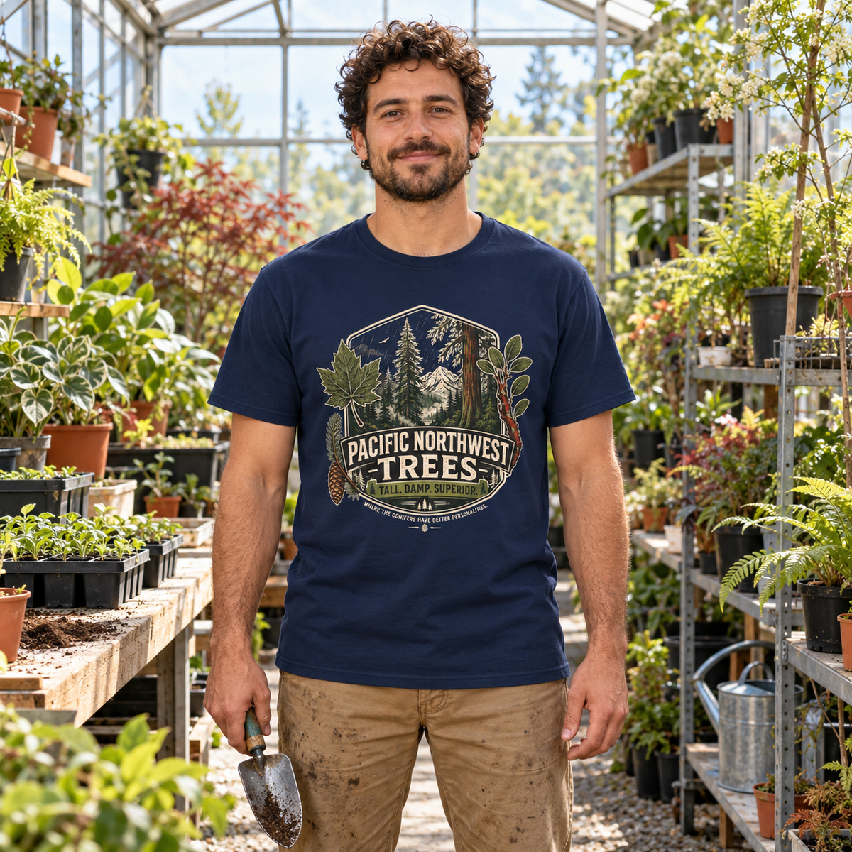Pacific Northwest Trees, Tall, Damp, Superior T‑Shirt