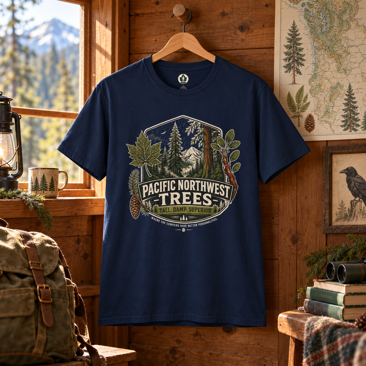 Pacific Northwest Trees, Tall, Damp, Superior T‑Shirt