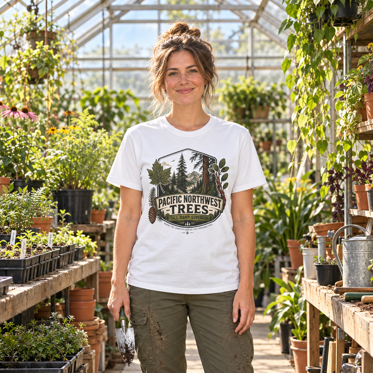 Pacific Northwest Trees, Tall, Damp, Superior T‑Shirt