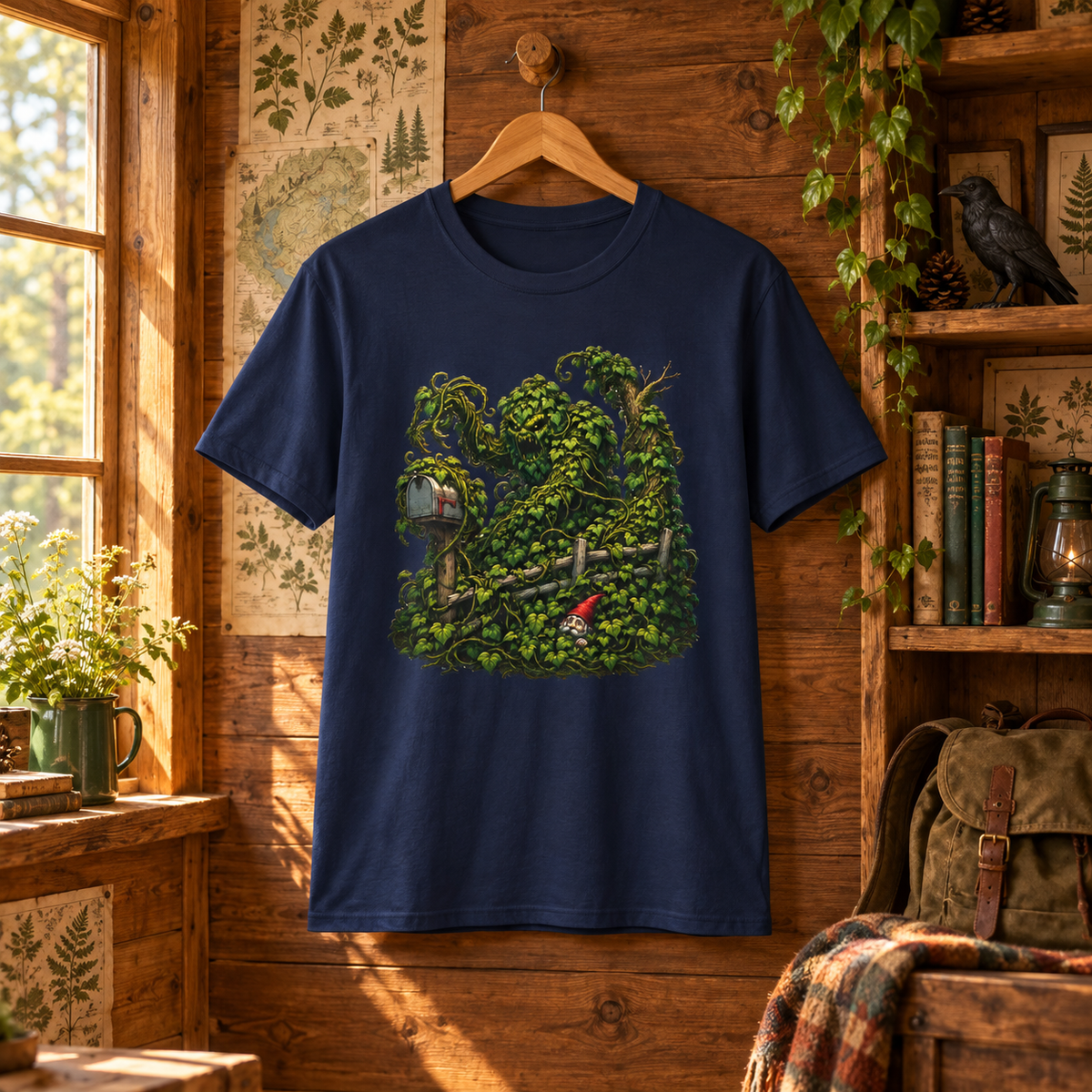 Kudzu Vine Monster with Garden Gnome Version 1 T‑Shirt