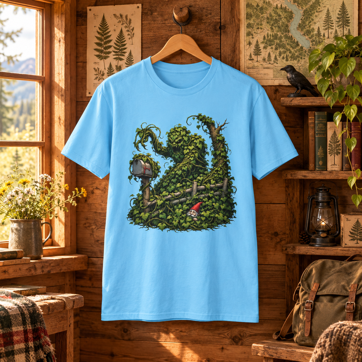 Kudzu Vine Monster with Garden Gnome Version 1 T‑Shirt