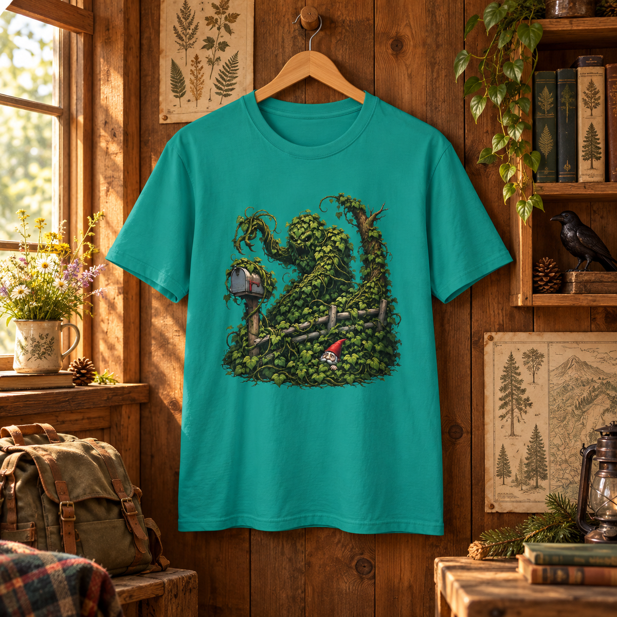 Kudzu Vine Monster with Garden Gnome Version 1 T‑Shirt