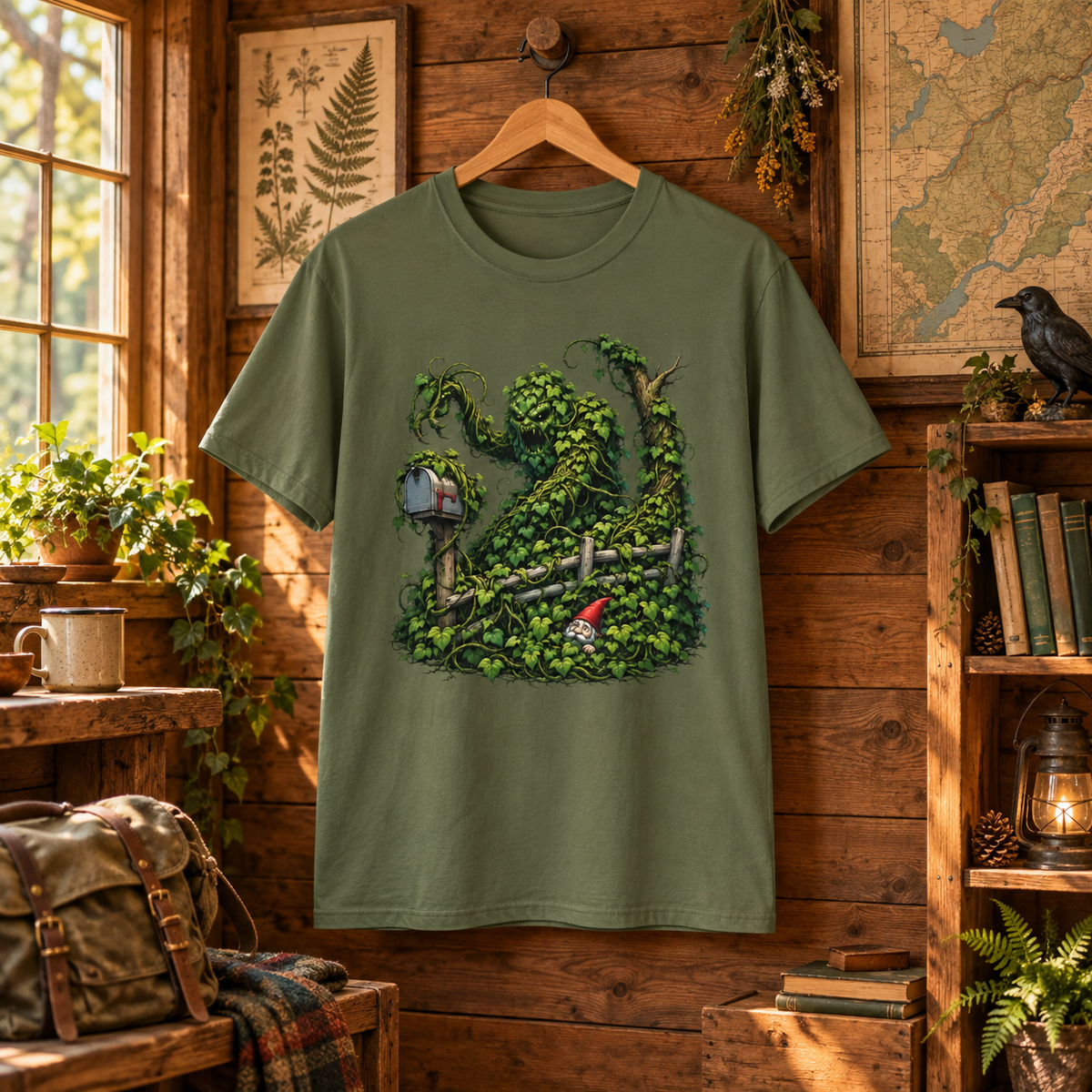 Kudzu Vine Monster with Garden Gnome Version 1 T‑Shirt