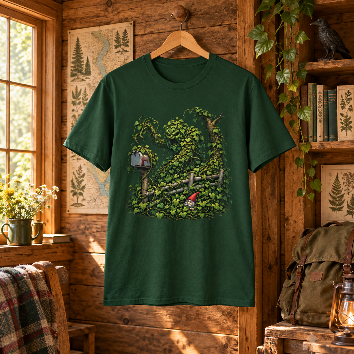 Kudzu Vine Monster with Garden Gnome Version 1 T‑Shirt