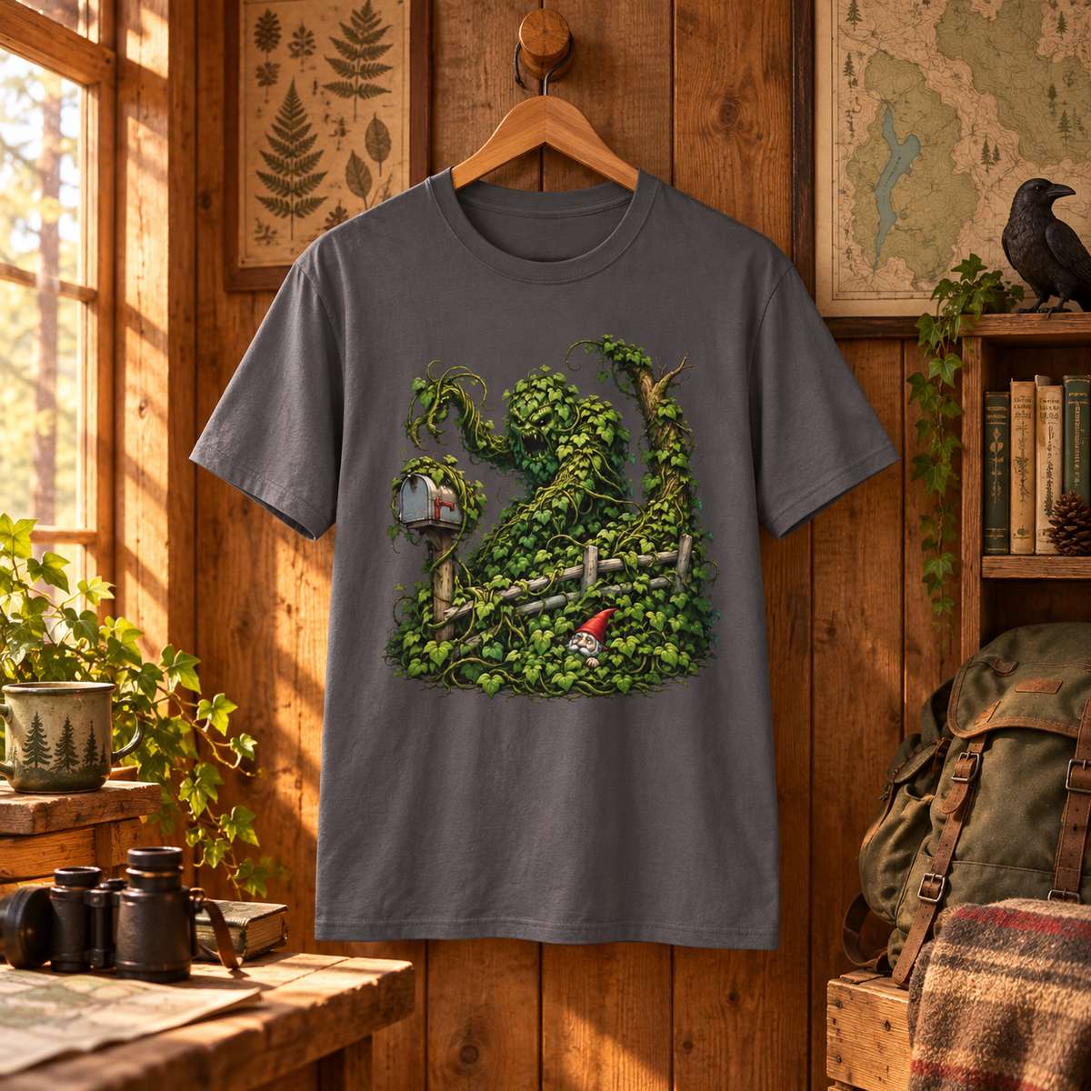 Kudzu Vine Monster with Garden Gnome Version 1 T‑Shirt