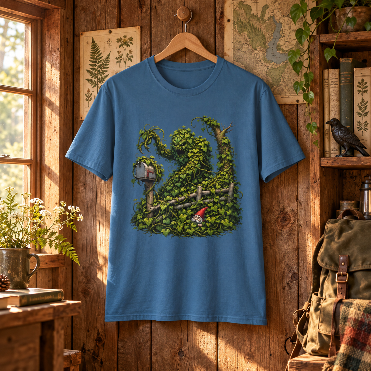 Kudzu Vine Monster with Garden Gnome Version 1 T‑Shirt