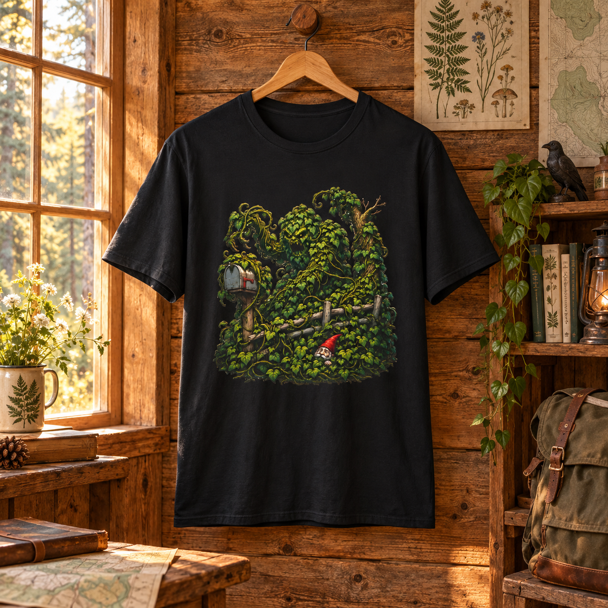 Kudzu Vine Monster with Garden Gnome Version 1 T‑Shirt