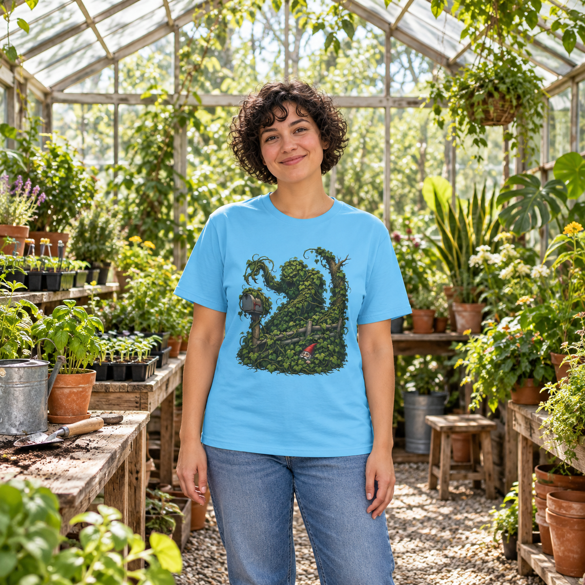 Kudzu Vine Monster with Garden Gnome Version 1 T‑Shirt