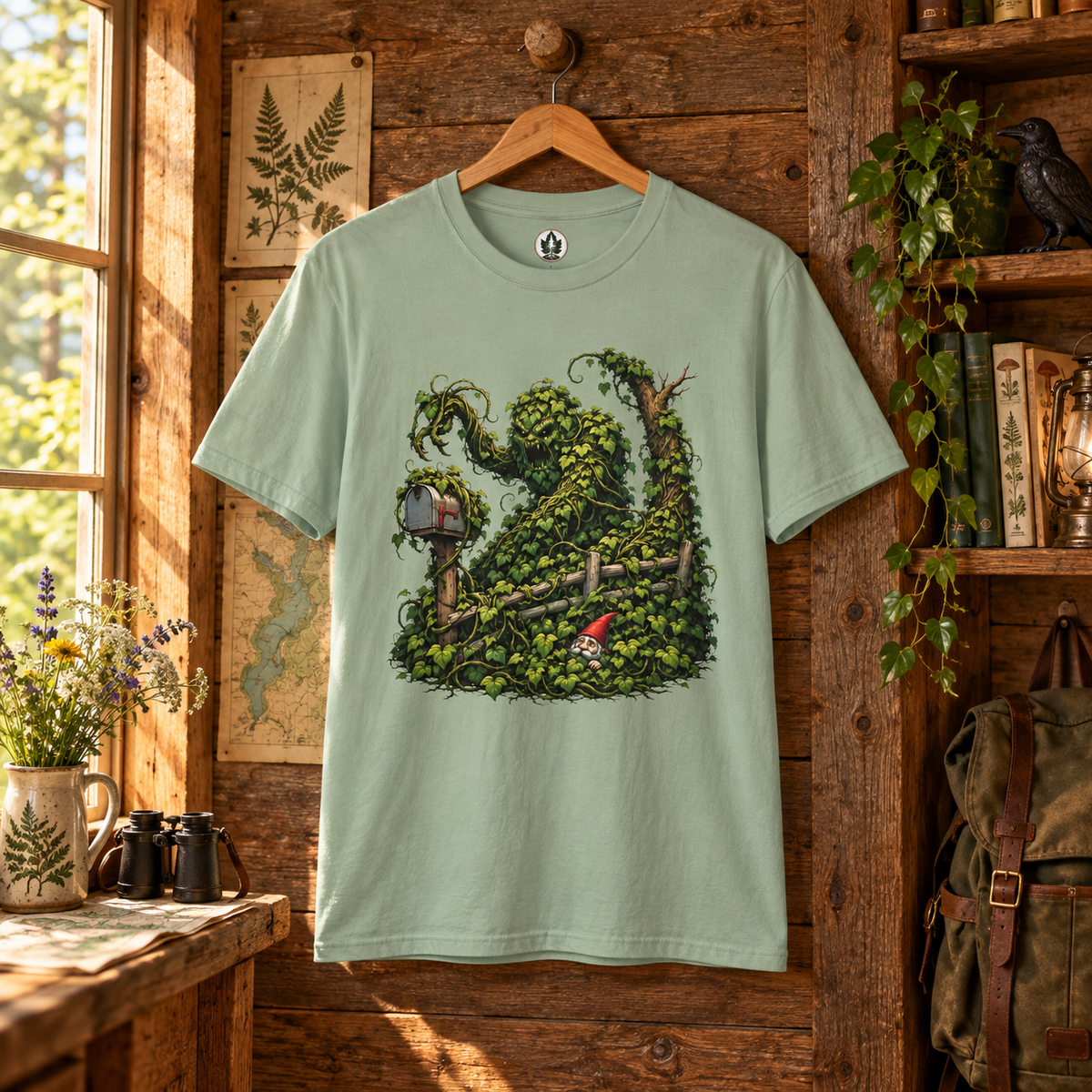 Kudzu Vine Monster with Garden Gnome Version 1 T‑Shirt