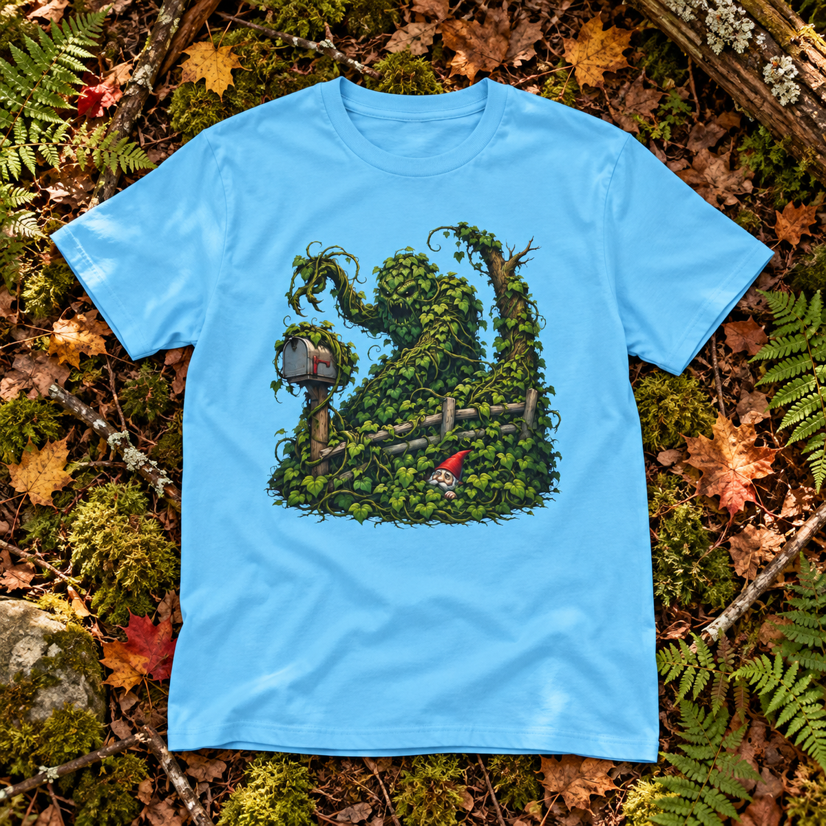 Kudzu Vine Monster with Garden Gnome Version 1 T‑Shirt