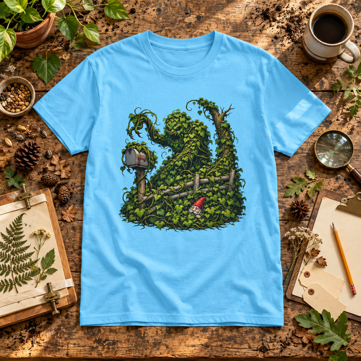 Kudzu Vine Monster with Garden Gnome Version 1 T‑Shirt