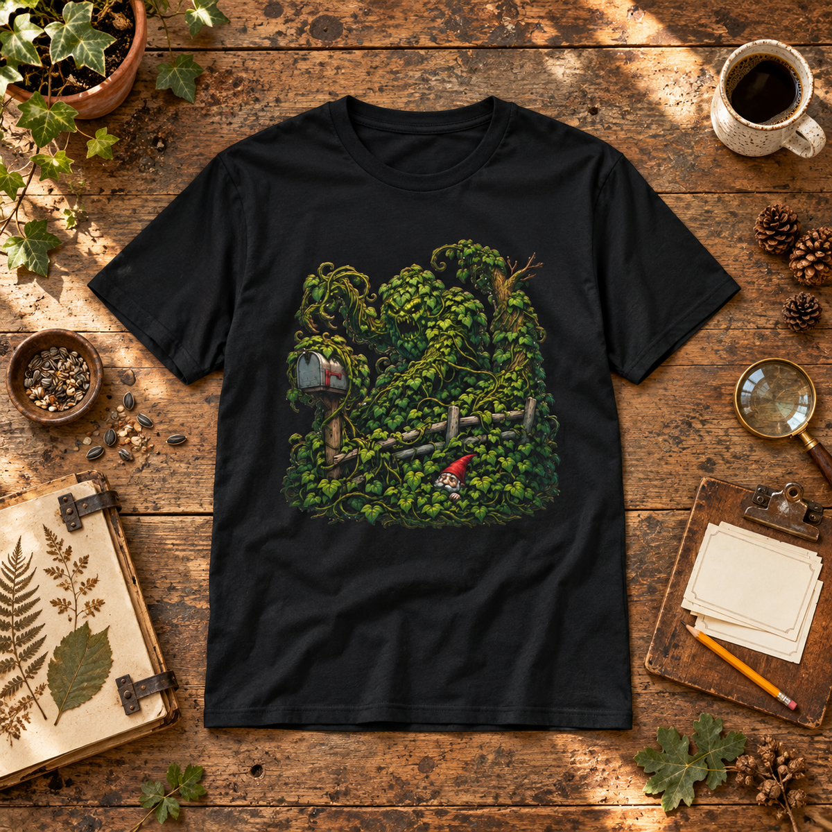 Kudzu Vine Monster with Garden Gnome Version 1 T‑Shirt