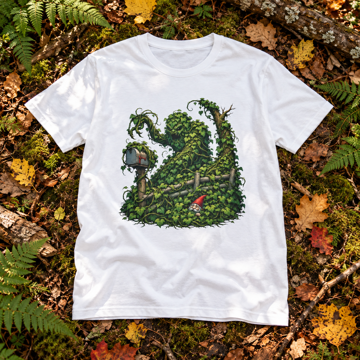 Kudzu Vine Monster with Garden Gnome Version 1 T‑Shirt