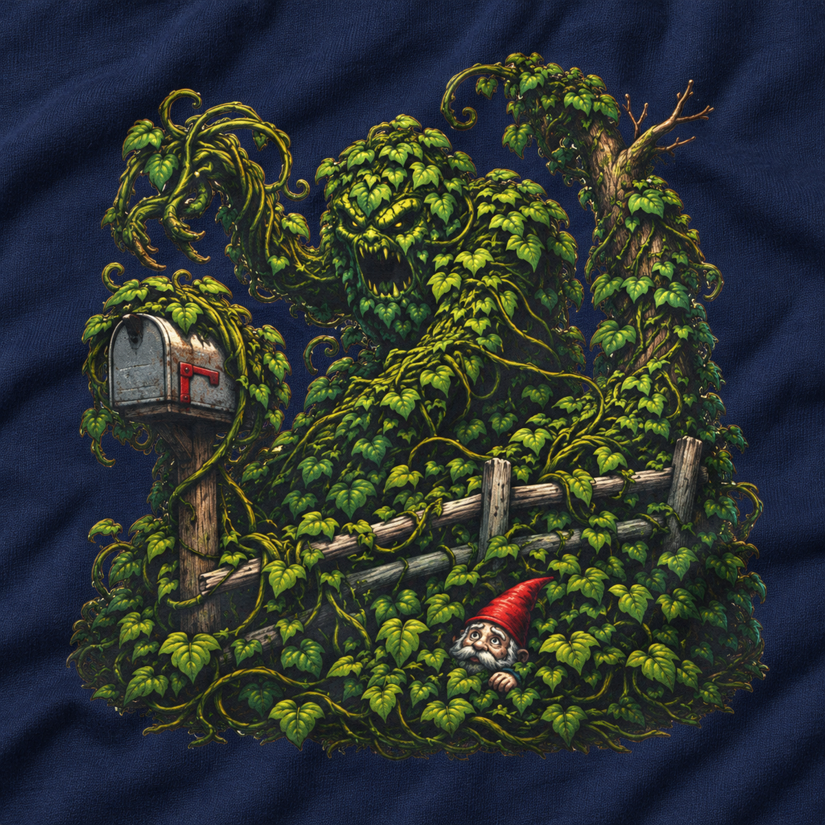 Kudzu Vine Monster with Garden Gnome Version 1 T‑Shirt