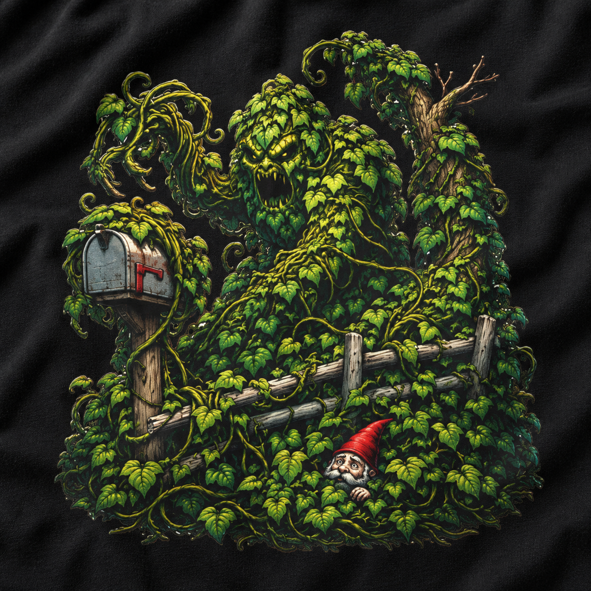 Kudzu Vine Monster with Garden Gnome Version 1 T‑Shirt