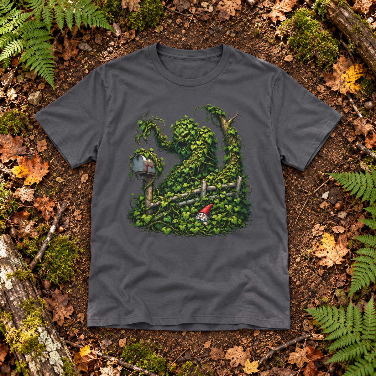 Kudzu Vine Monster with Garden Gnome Version 1 T‑Shirt