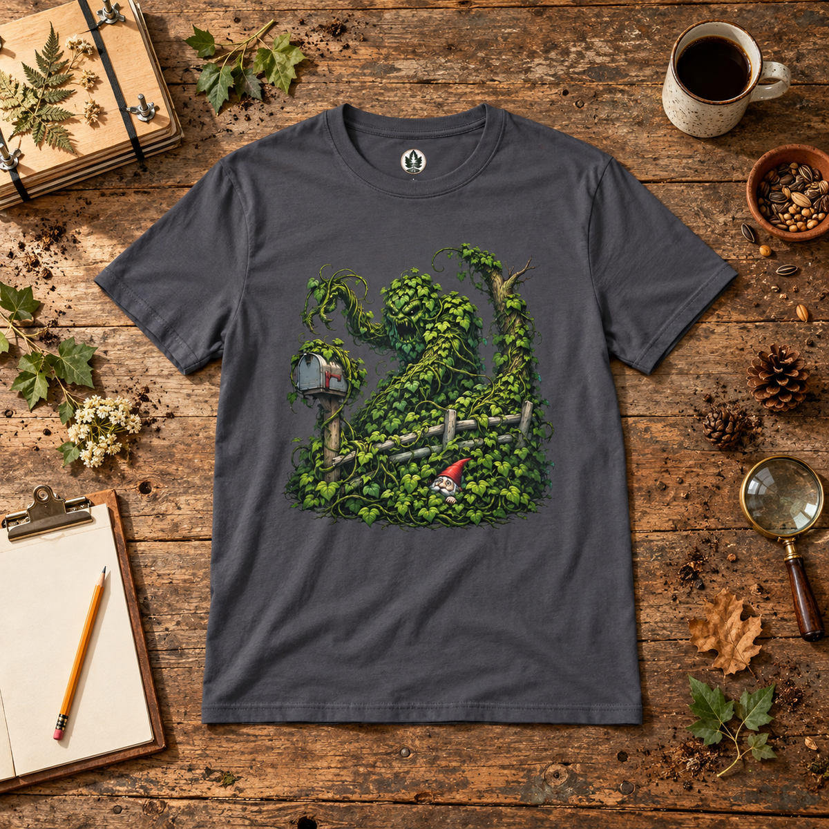 Kudzu Vine Monster with Garden Gnome Version 1 T‑Shirt