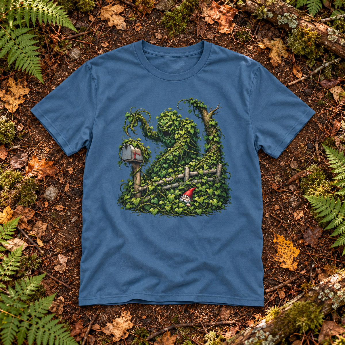 Kudzu Vine Monster with Garden Gnome Version 1 T‑Shirt
