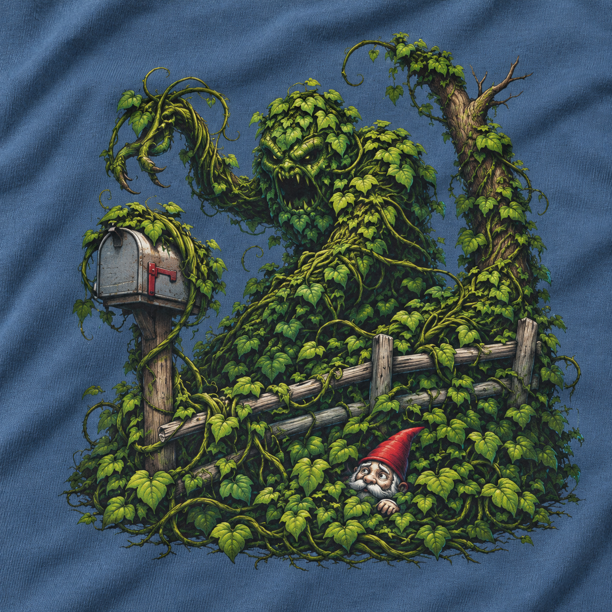 Kudzu Vine Monster with Garden Gnome Version 1 T‑Shirt