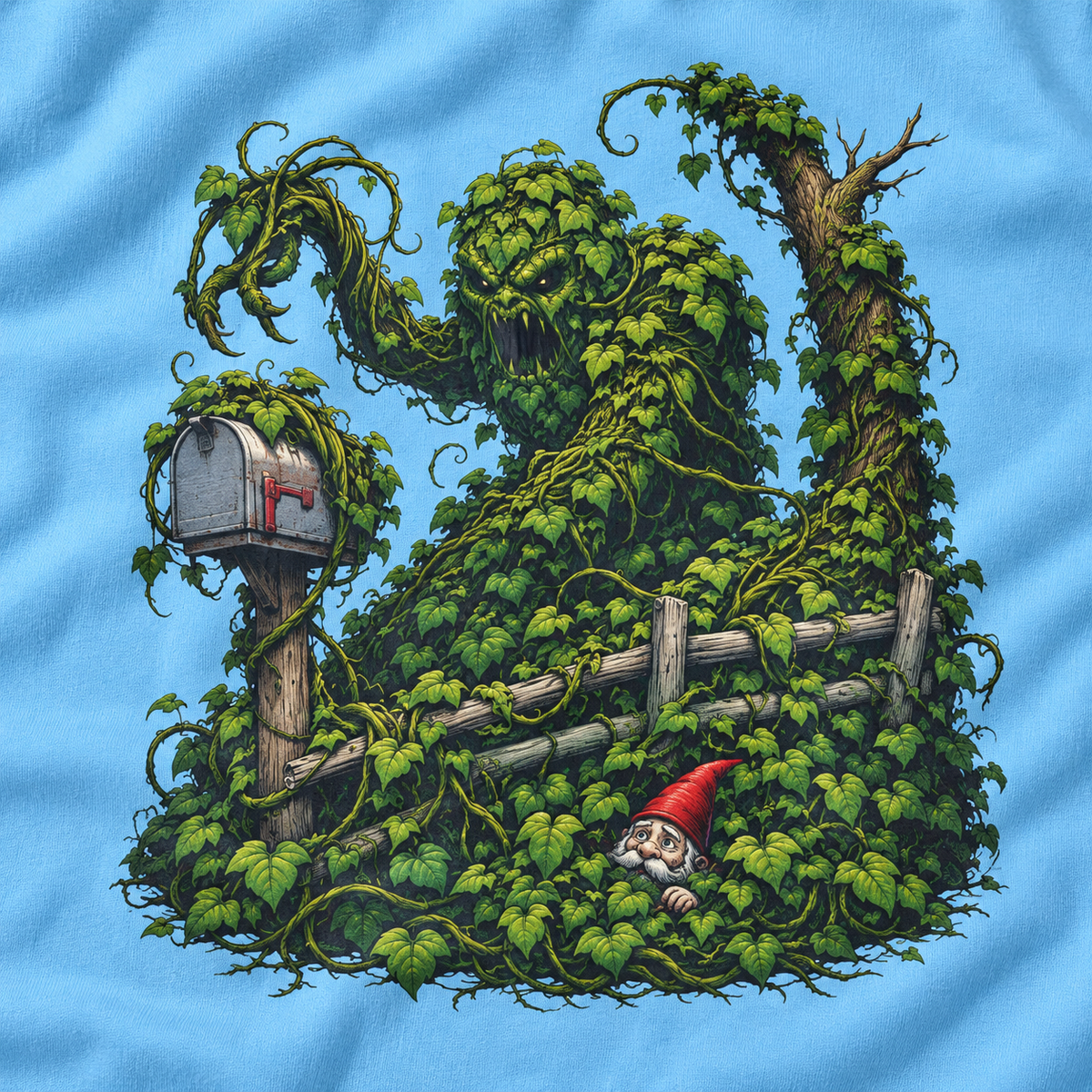 Kudzu Vine Monster with Garden Gnome Version 1 T‑Shirt