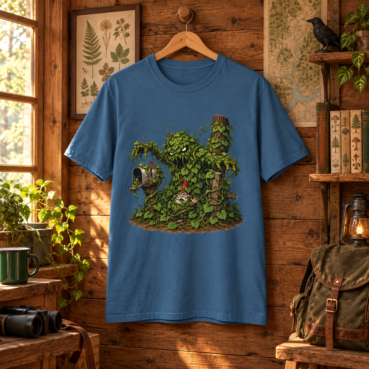 Kudzu Vine Monster with Garden Gnome Version 2 T‑Shirt
