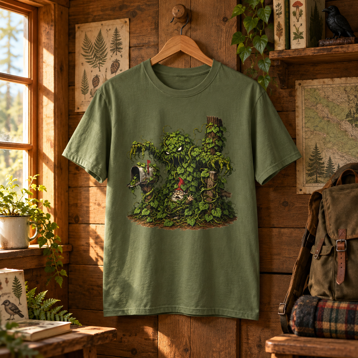 Kudzu Vine Monster with Garden Gnome Version 2 T‑Shirt