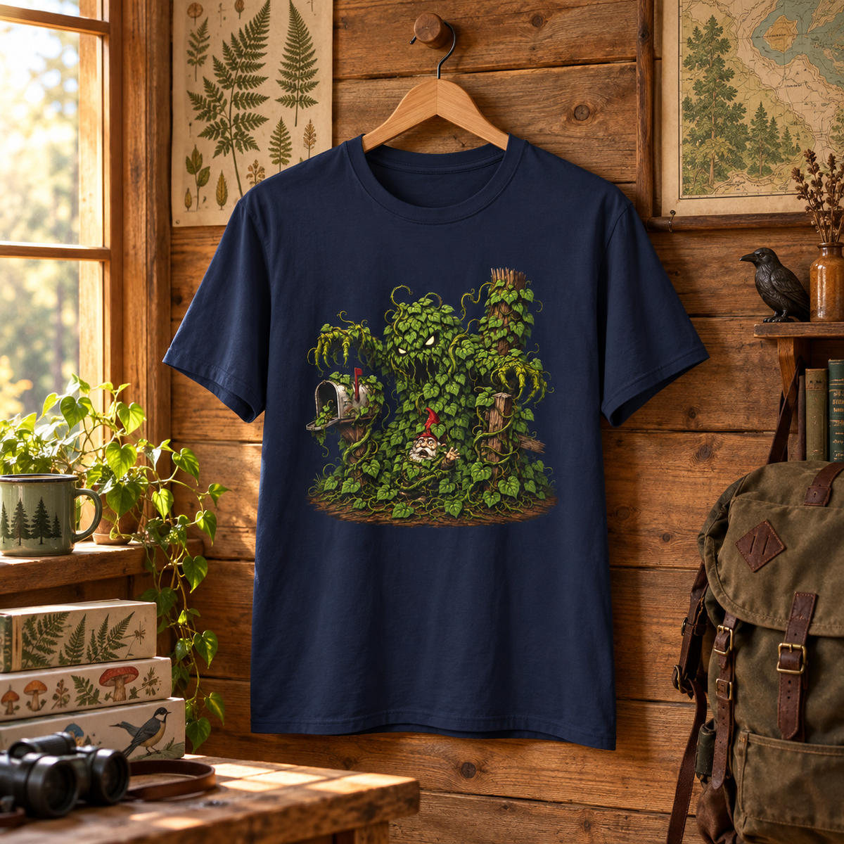 Kudzu Vine Monster with Garden Gnome Version 2 T‑Shirt