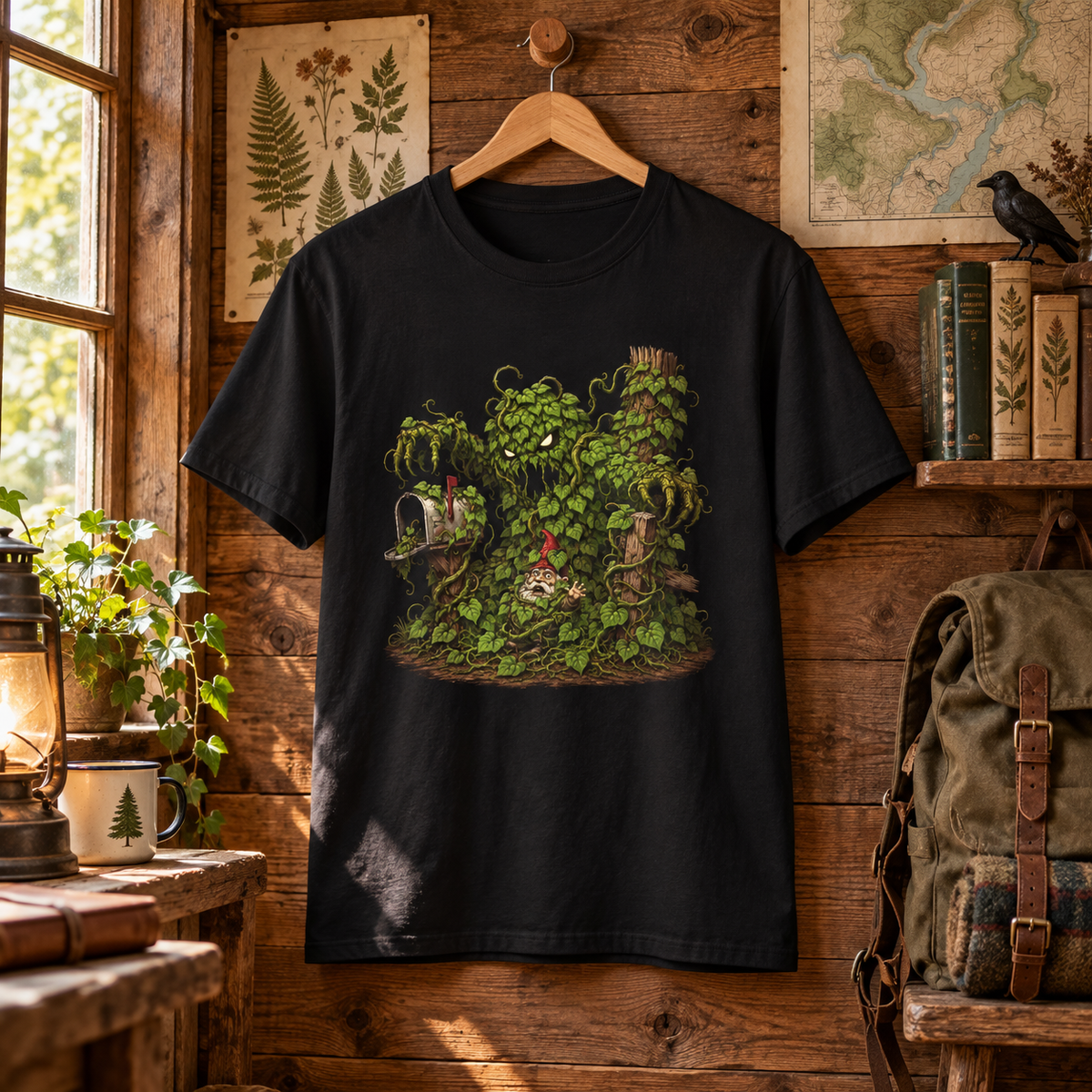 Kudzu Vine Monster with Garden Gnome Version 2 T‑Shirt