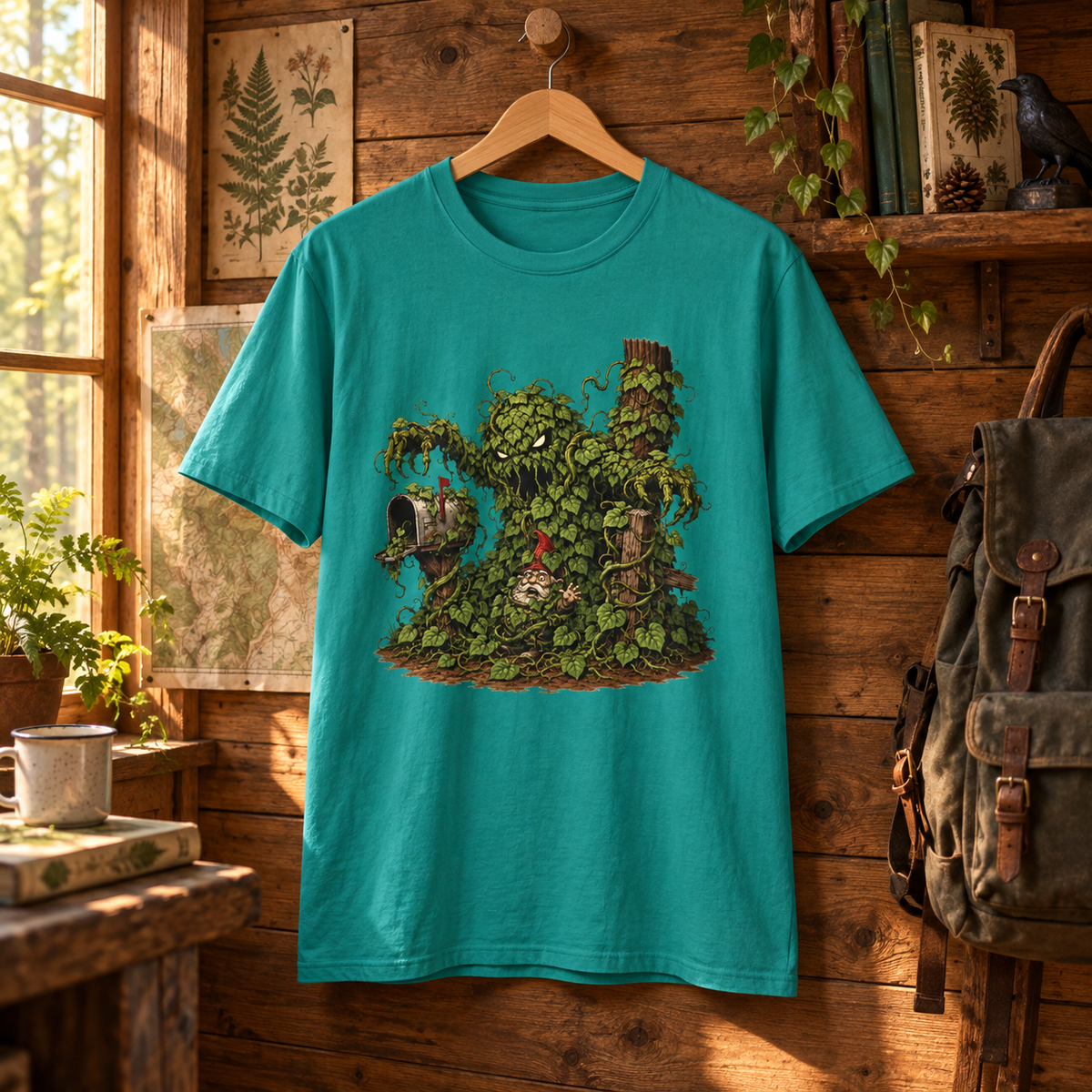 Kudzu Vine Monster with Garden Gnome Version 2 T‑Shirt