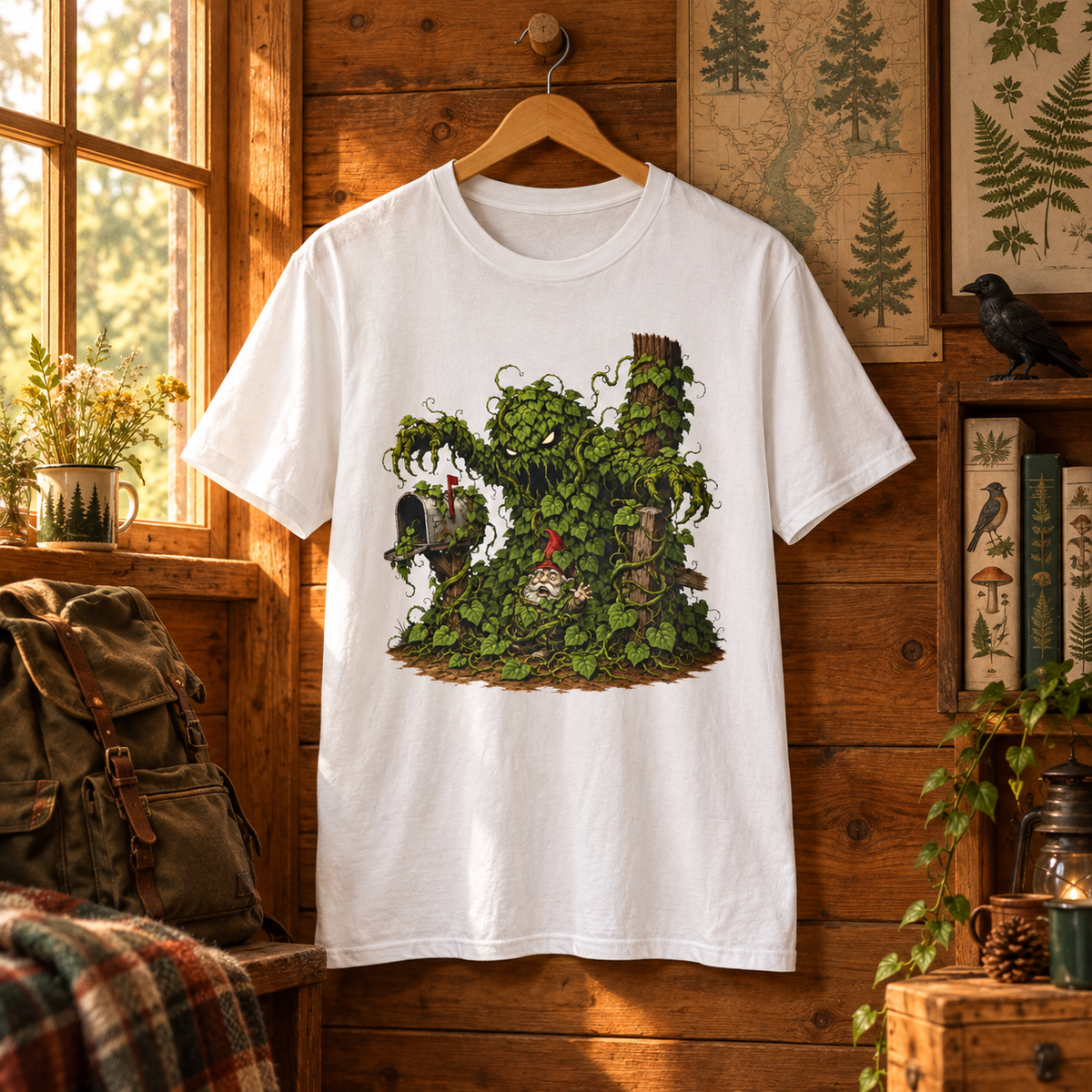 Kudzu Vine Monster with Garden Gnome Version 2 T‑Shirt