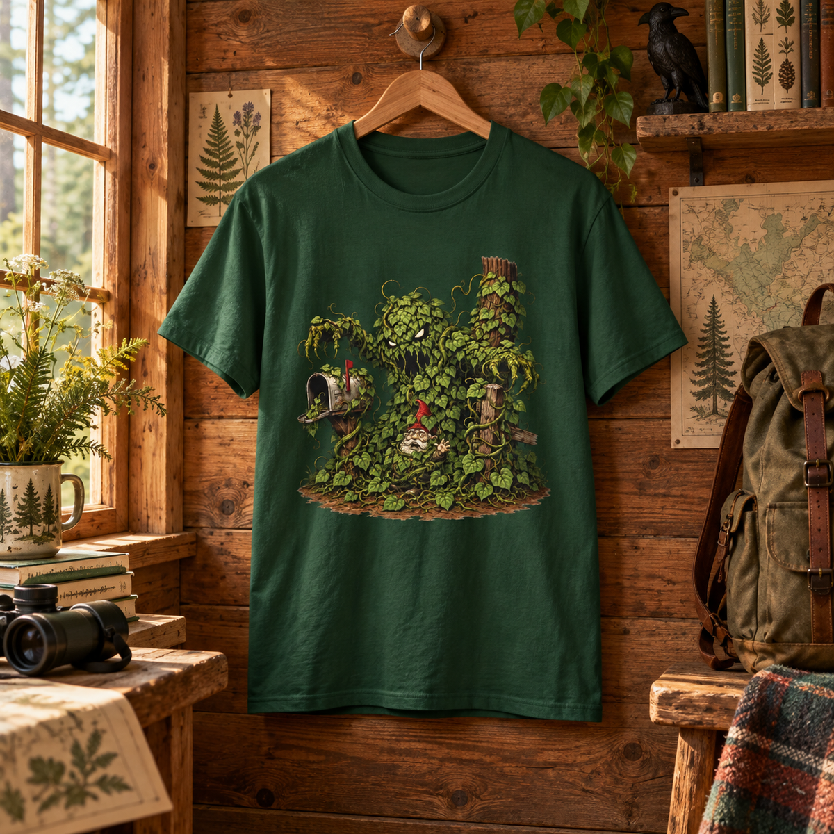 Kudzu Vine Monster with Garden Gnome Version 2 T‑Shirt