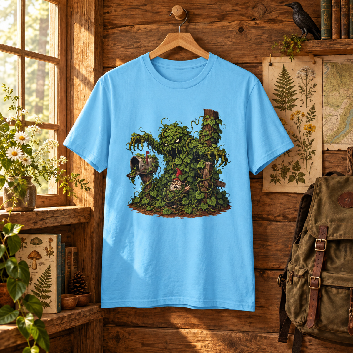 Kudzu Vine Monster with Garden Gnome Version 2 T‑Shirt