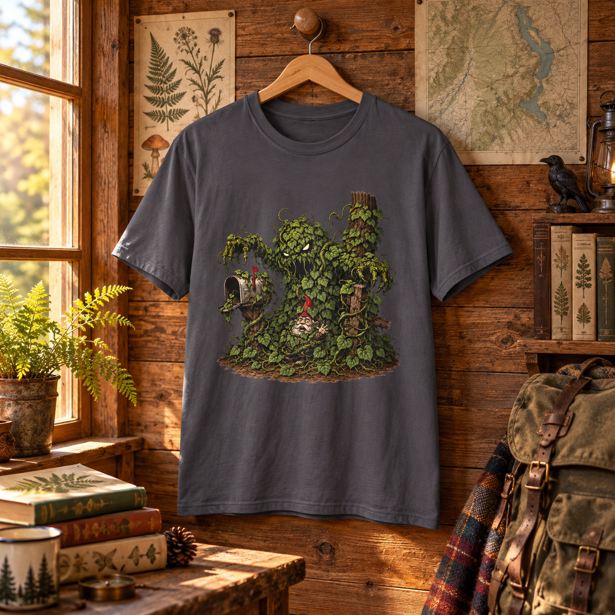 Kudzu Vine Monster with Garden Gnome Version 2 T‑Shirt