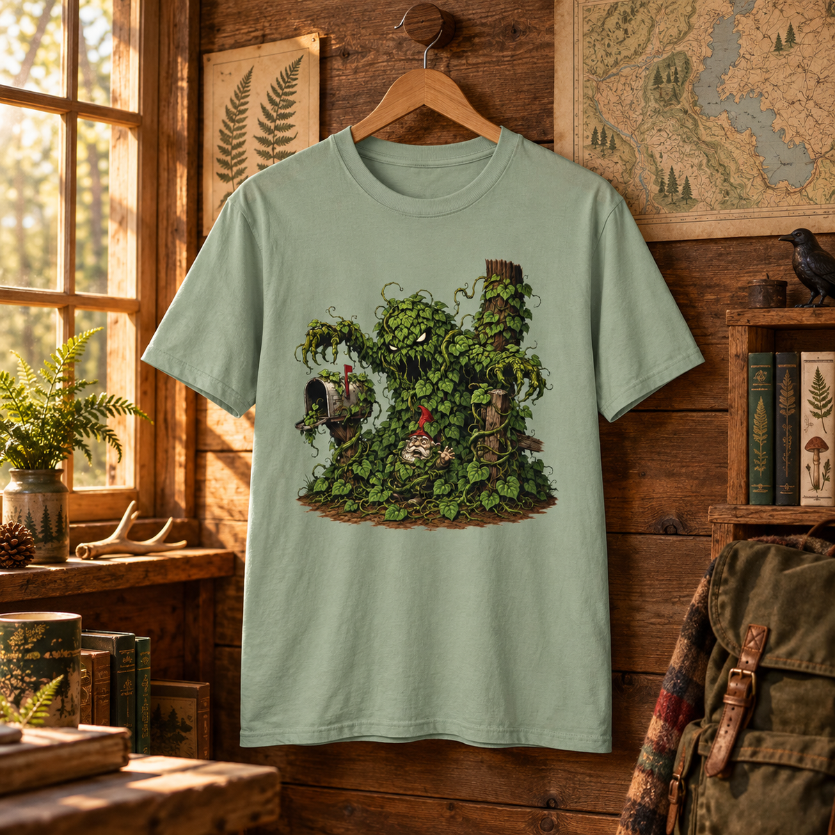 Kudzu Vine Monster with Garden Gnome Version 2 T‑Shirt