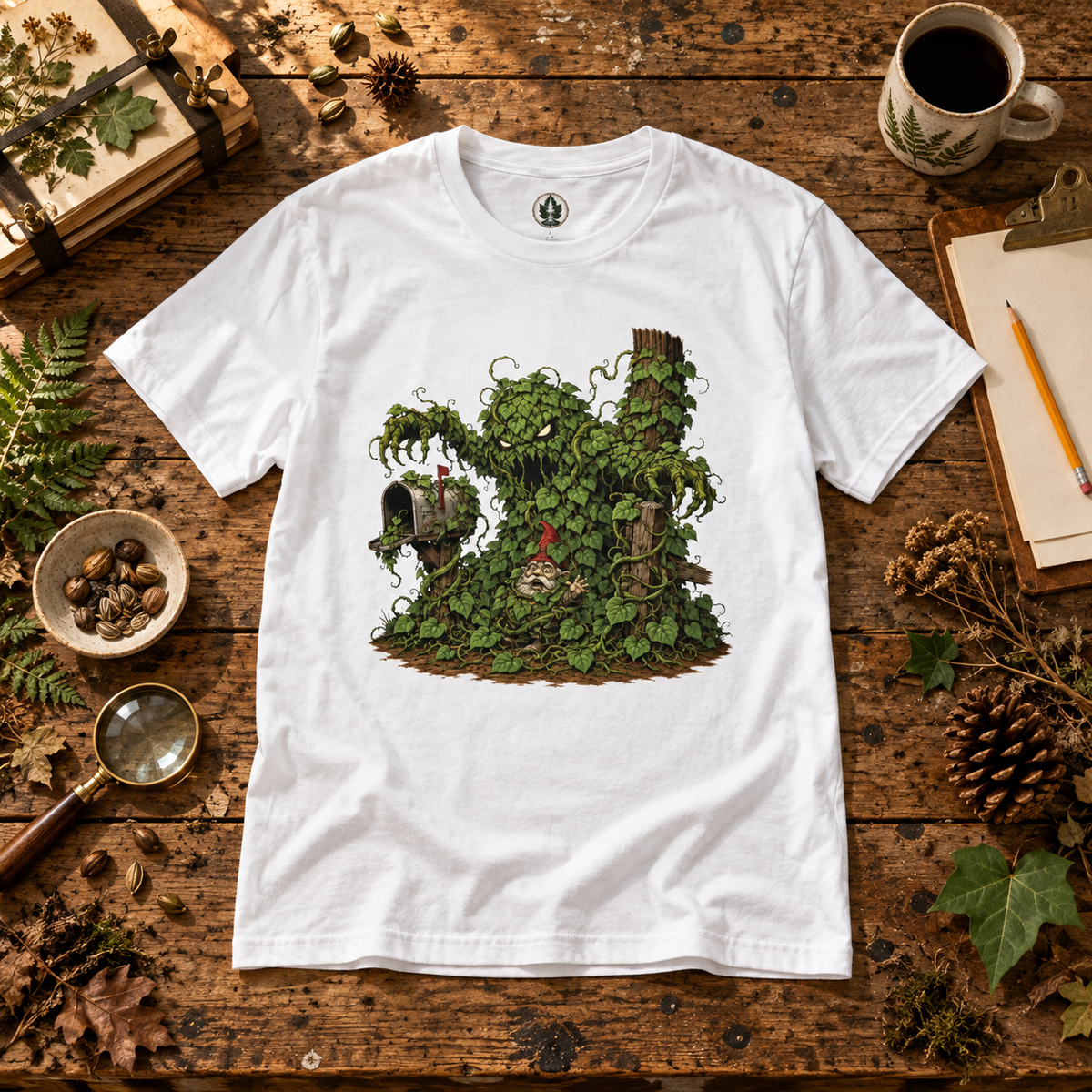 Kudzu Vine Monster with Garden Gnome Version 2 T‑Shirt