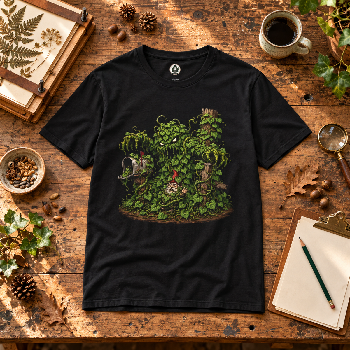 Kudzu Vine Monster with Garden Gnome Version 2 T‑Shirt